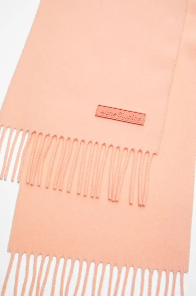 Acne Studios Fringe Wool Scarf 8211 Narrow Peach Pink Men Scarves