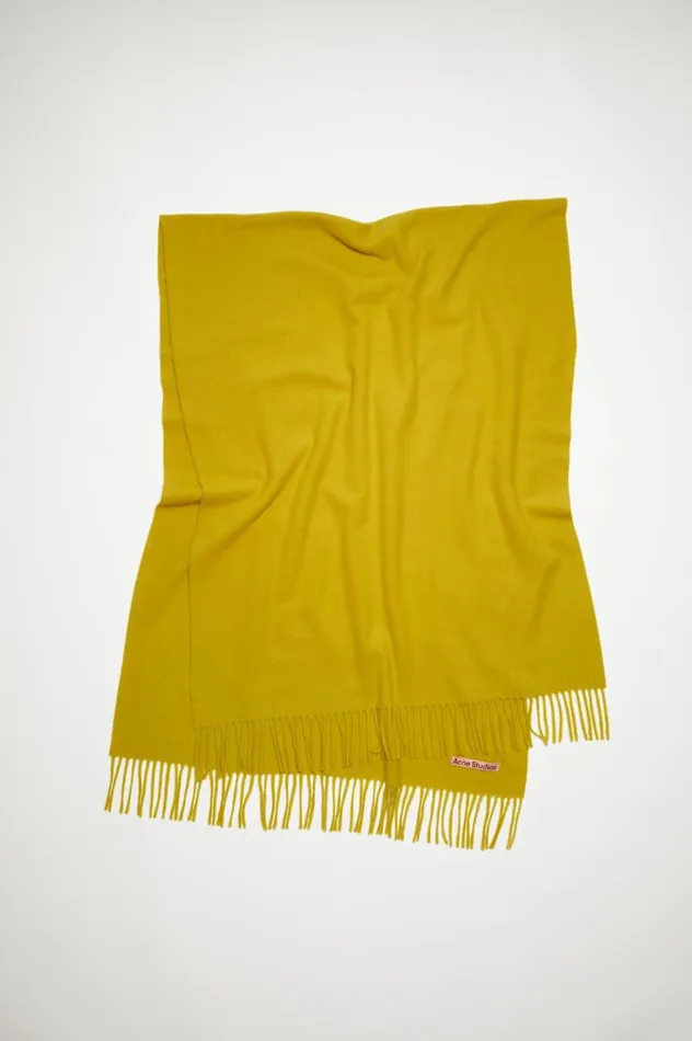 Acne Studios Fringe Wool Scarf 8211 Oversized Acid Yellow Men Scarves
