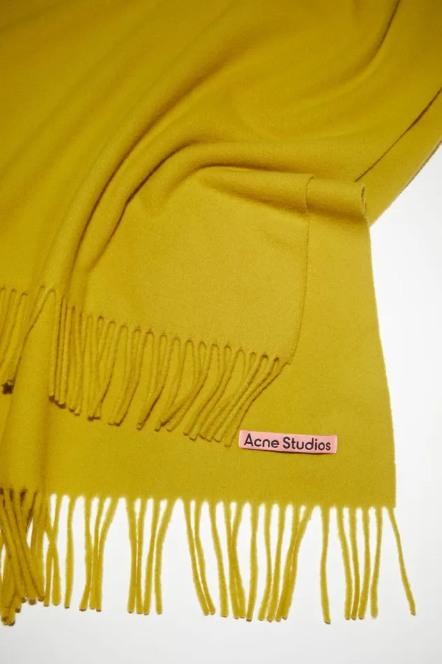 Acne Studios Fringe Wool Scarf 8211 Oversized Acid Yellow Men Scarves