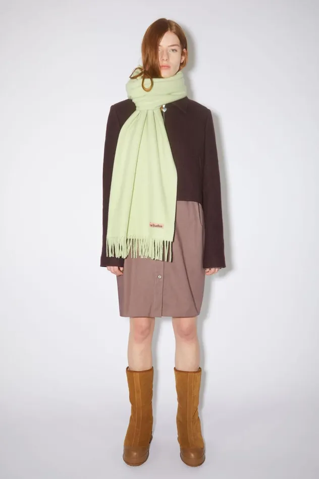 Acne Studios Fringe Wool Scarf 8211 Oversized Pale Green Women Scarves