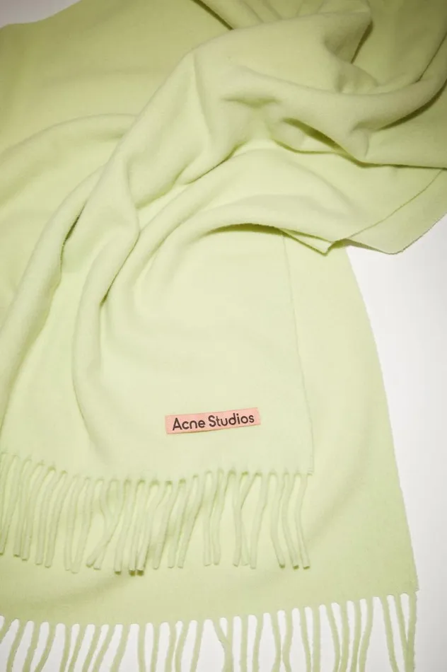Acne Studios Fringe Wool Scarf 8211 Oversized Pale Green Women Scarves