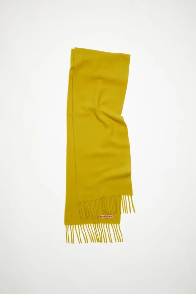 Acne Studios Fringe Wool Scarf 8211 Skinny Acid Yellow Men Scarves