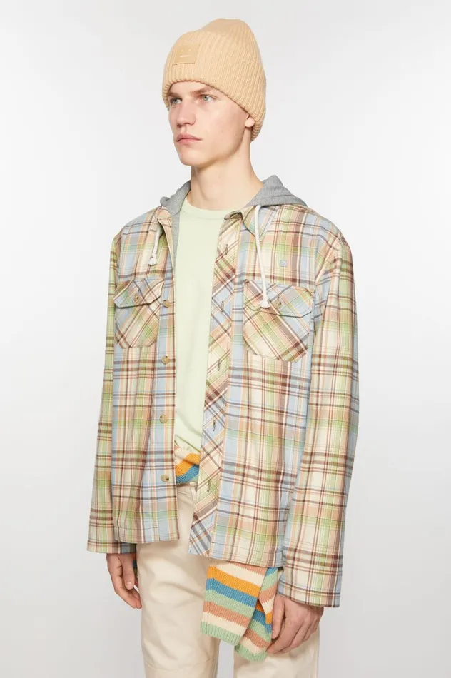 Acne Studios Hooded Overshirt Jacket Browngreen Women Outerwear