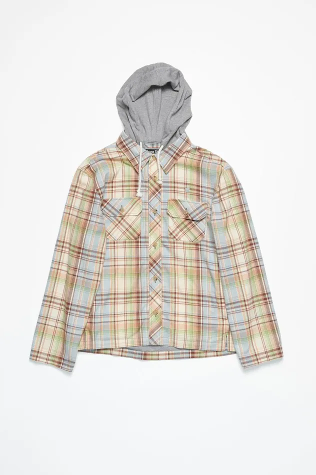 Acne Studios Hooded Overshirt Jacket Browngreen Women Outerwear