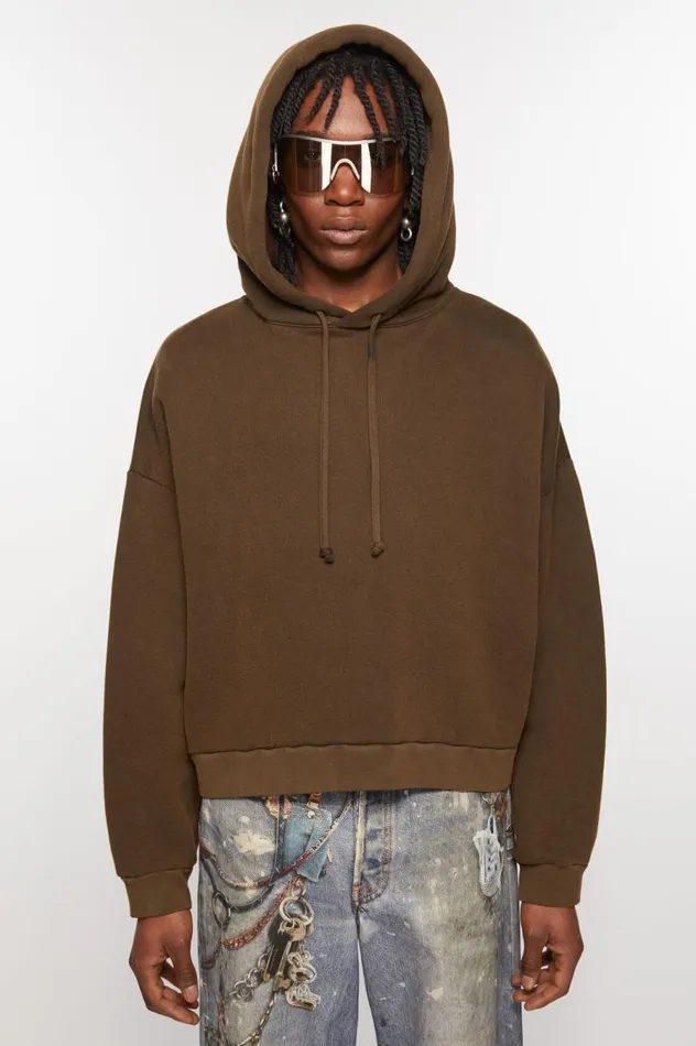 Acne Studios Hooded Sweater Logo Patch Chocolate Brown Men Sweatshirts