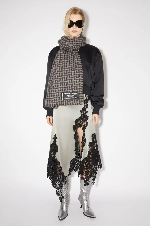 Acne Studios Houndstooth Wool Scarf Greylight Grey Men Scarves