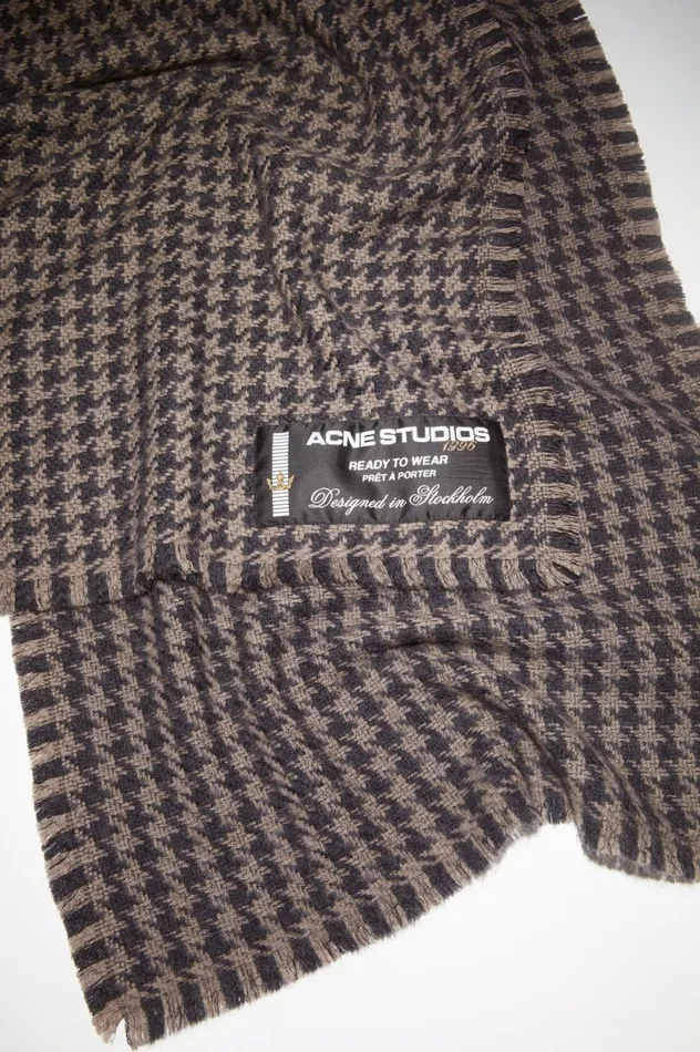Acne Studios Houndstooth Wool Scarf Greylight Grey Men Scarves
