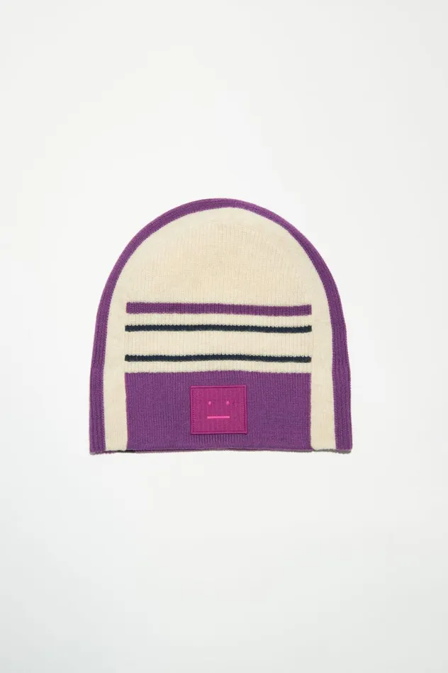 Acne Studios Large Face Patch Beanie Oatmeal Melange Men Hats