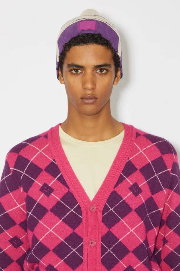 Acne Studios Large Face Patch Beanie Oatmeal Melange Men Hats