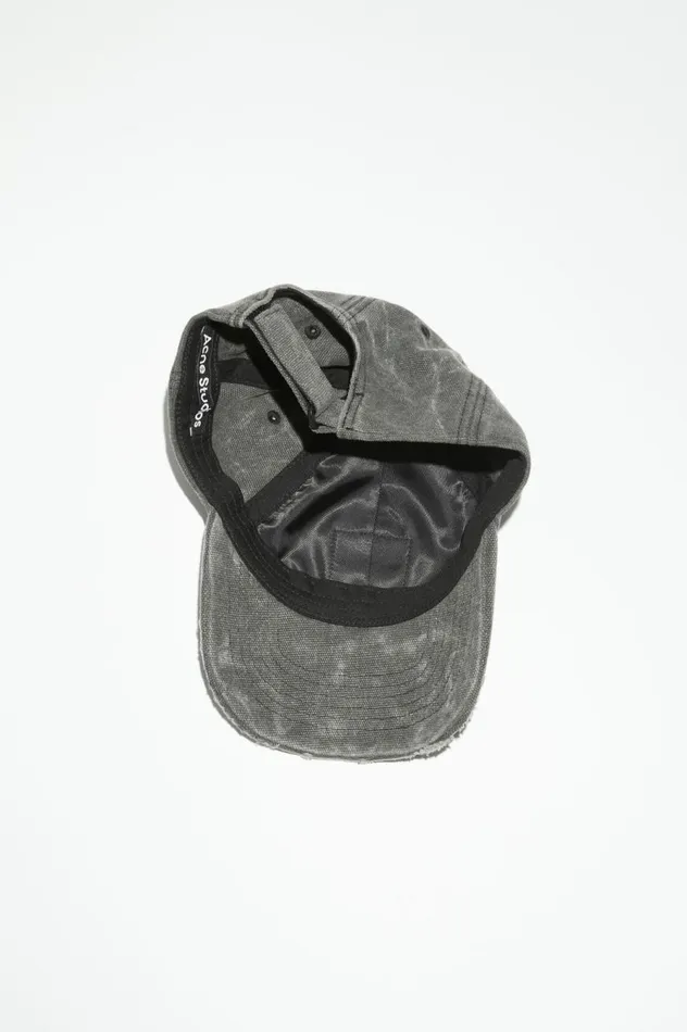 Acne Studios Leather Face Patch Cap Carbon Grey Men Hats