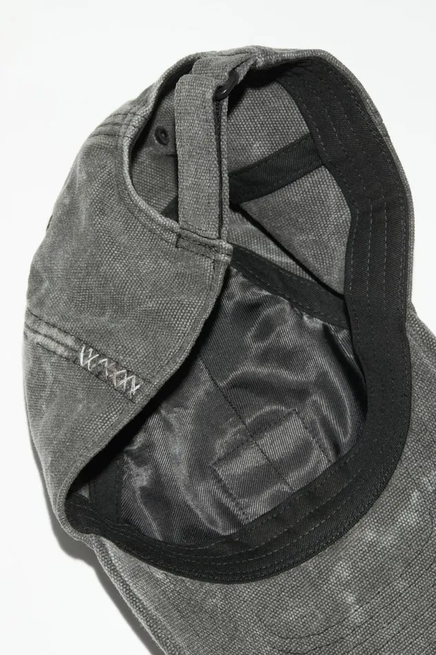 Acne Studios Leather Face Patch Cap Carbon Grey Men Hats