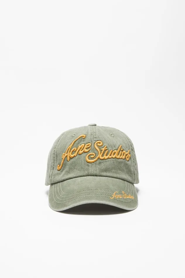 Acne Studios Logo Cap Sage Green Men Hats