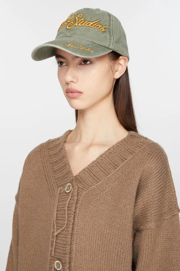 Acne Studios Logo Cap Sage Green Men Hats