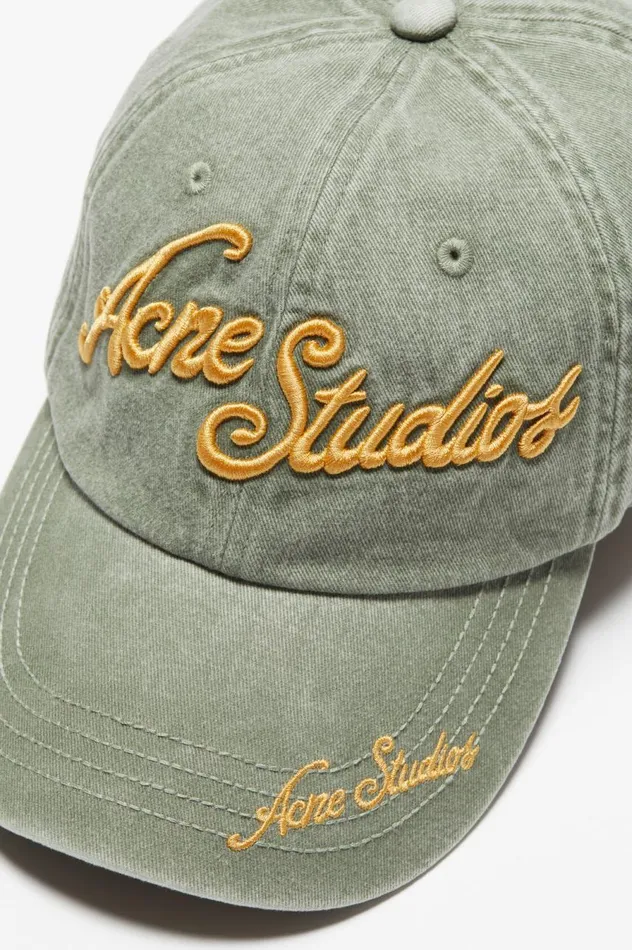 Acne Studios Logo Cap Sage Green Men Hats