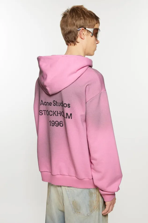 Acne Studios Logo Hooded Sweater Cotton Candy Pink Men Sweatshirts