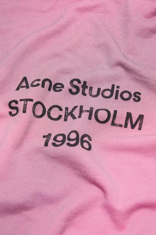 Acne Studios Logo Hooded Sweater Cotton Candy Pink Men Sweatshirts