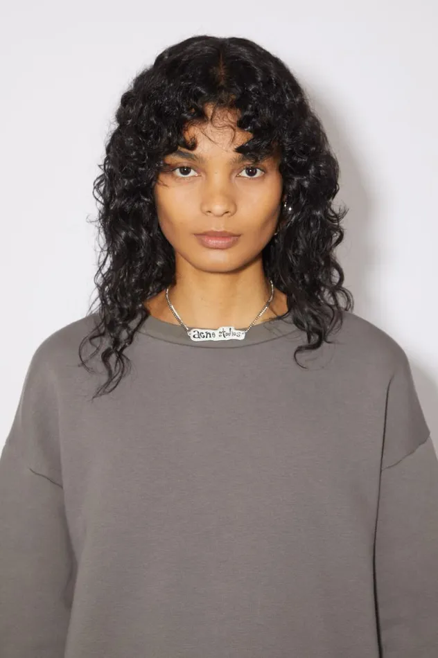 Acne Studios Logo Label Necklace Silvergrey Men Jewellery
