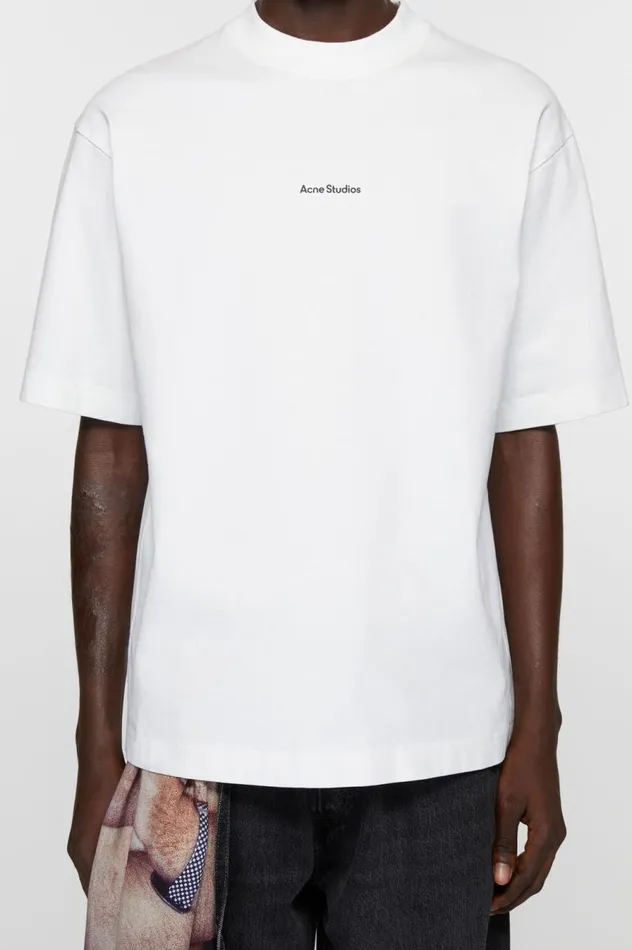 Acne Studios Logo Tshirt Optic White Men Tshirts