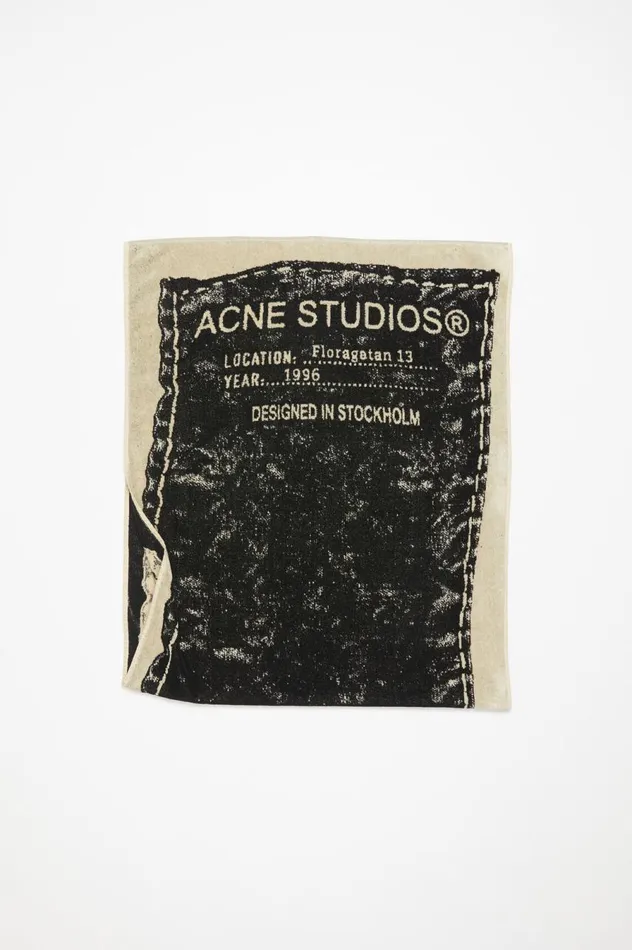 Acne Studios Logo Towel Beigeblack Men Scarves