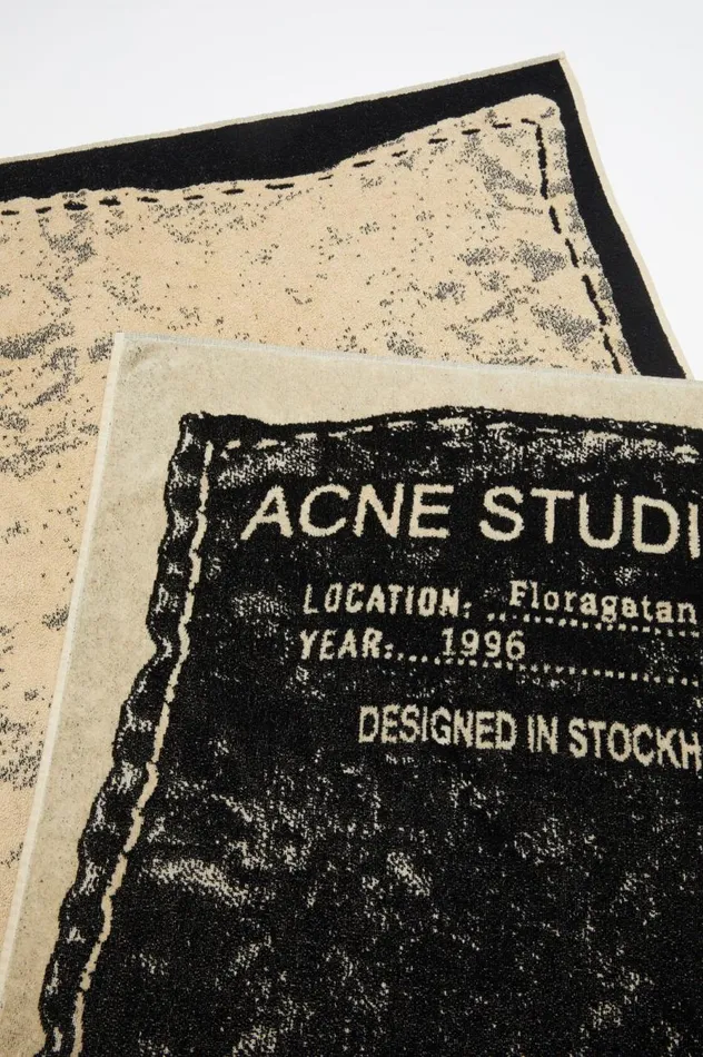 Acne Studios Logo Towel Beigeblack Men Scarves