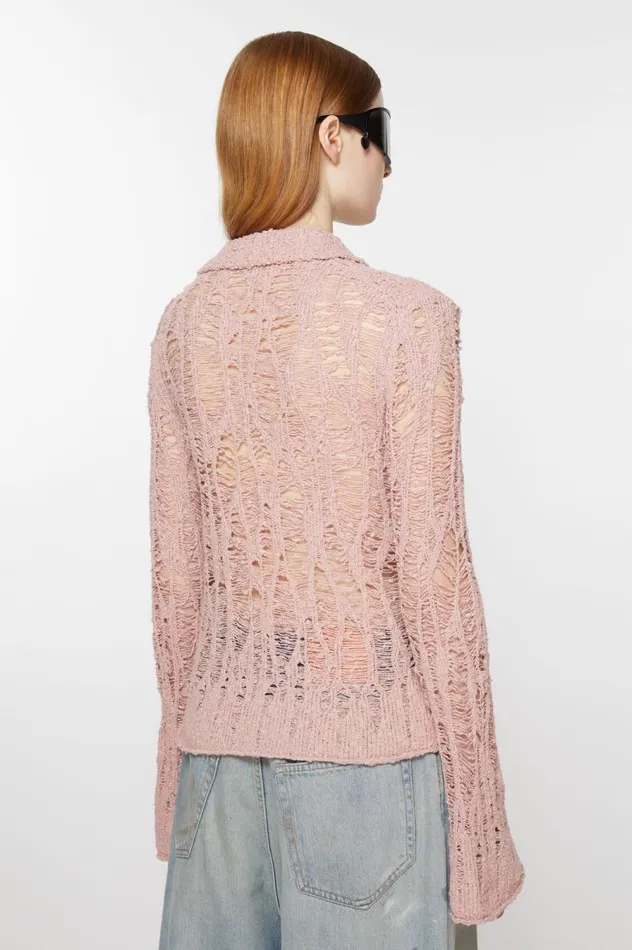 Acne Studios Loose Knit Cardigan Pastel Pink Women Knitwear