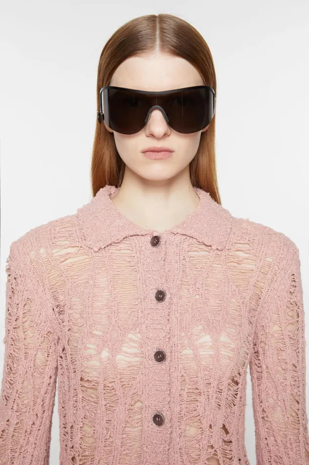 Acne Studios Loose Knit Cardigan Pastel Pink Women Knitwear