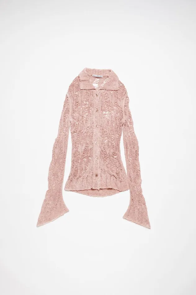 Acne Studios Loose Knit Cardigan Pastel Pink Women Knitwear