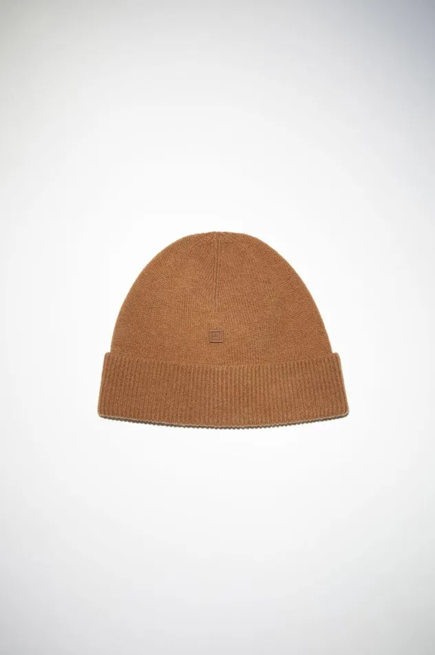 Acne Studios Micro Face Patch Beanie Toffee Brown Women Hats