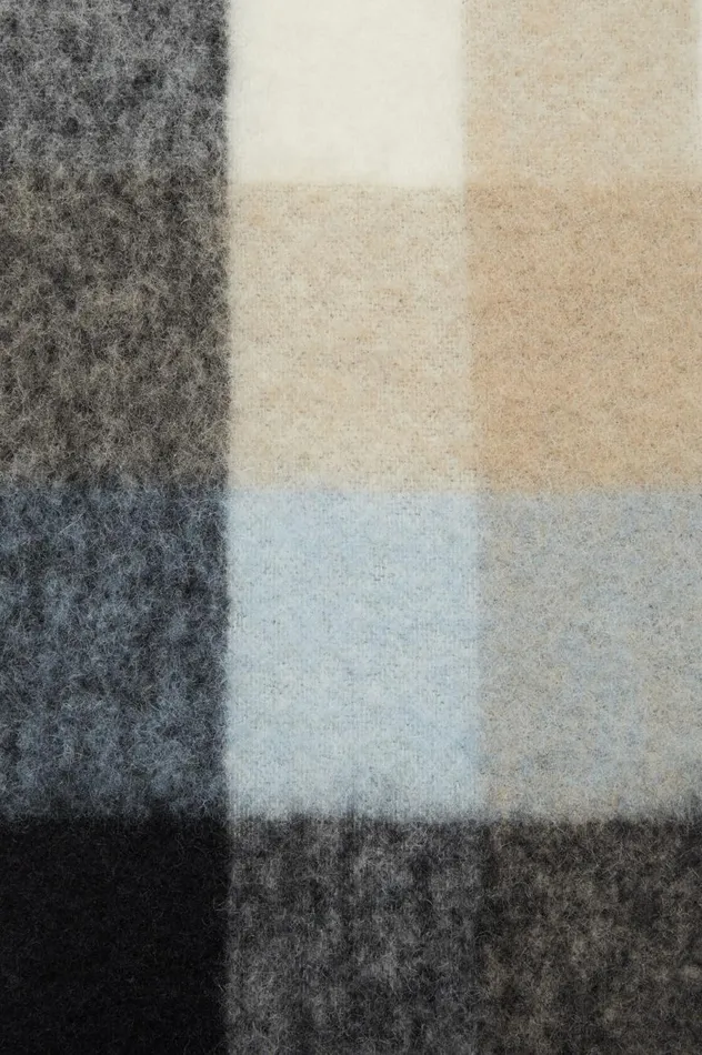 Acne Studios Mohair Checked Scarf Bluebeigeblack Men Scarves
