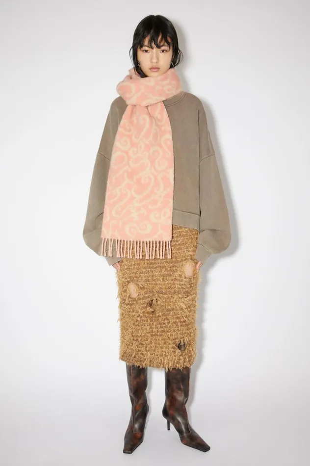 Acne Studios Monogram Jacquard Scarf Pinklight Pink Men Scarves