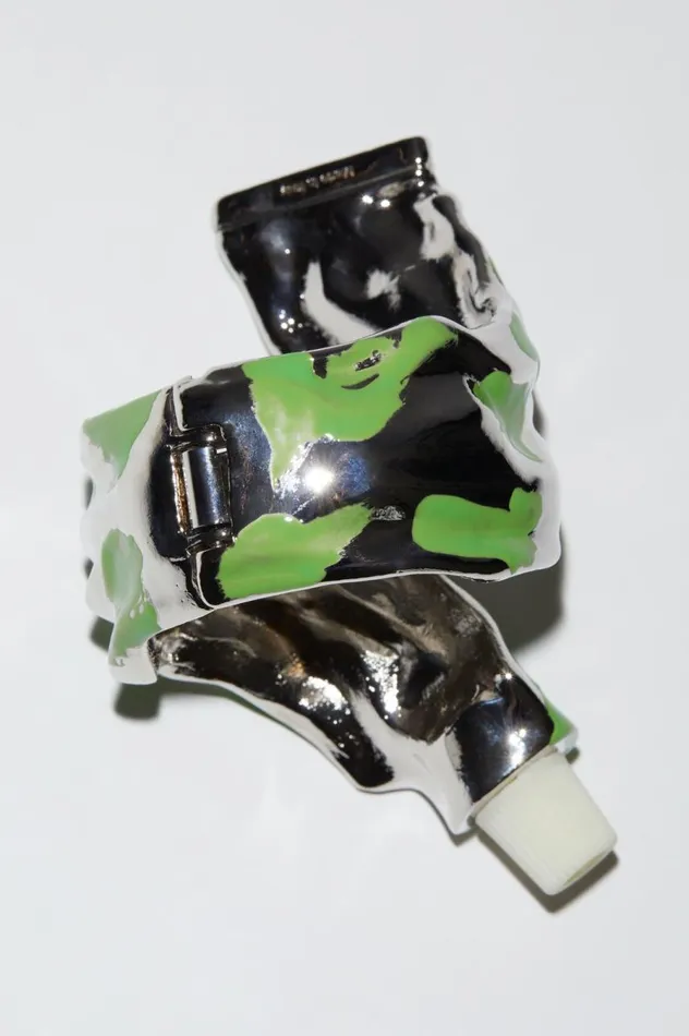 Acne Studios Paint Tube Bracelet Silvergreen Men Jewellery