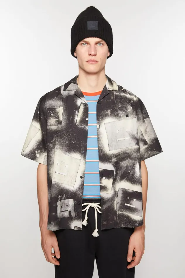 Acne Studios Printed Buttonup Shirt Blackwhite Women Shirts and Blouses