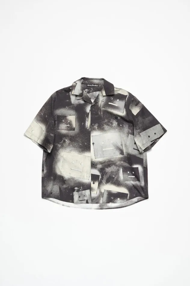Acne Studios Printed Buttonup Shirt Blackwhite Women Shirts and Blouses