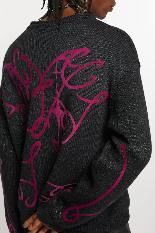 Acne Studios Printed Jumper Greymulti Men Knitwear