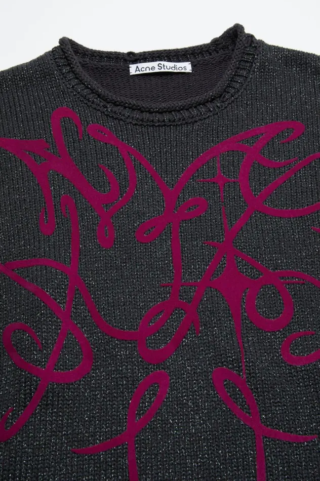 Acne Studios Printed Jumper Greymulti Men Knitwear