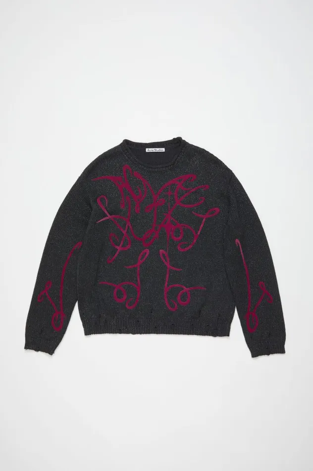 Acne Studios Printed Jumper Greymulti Men Knitwear