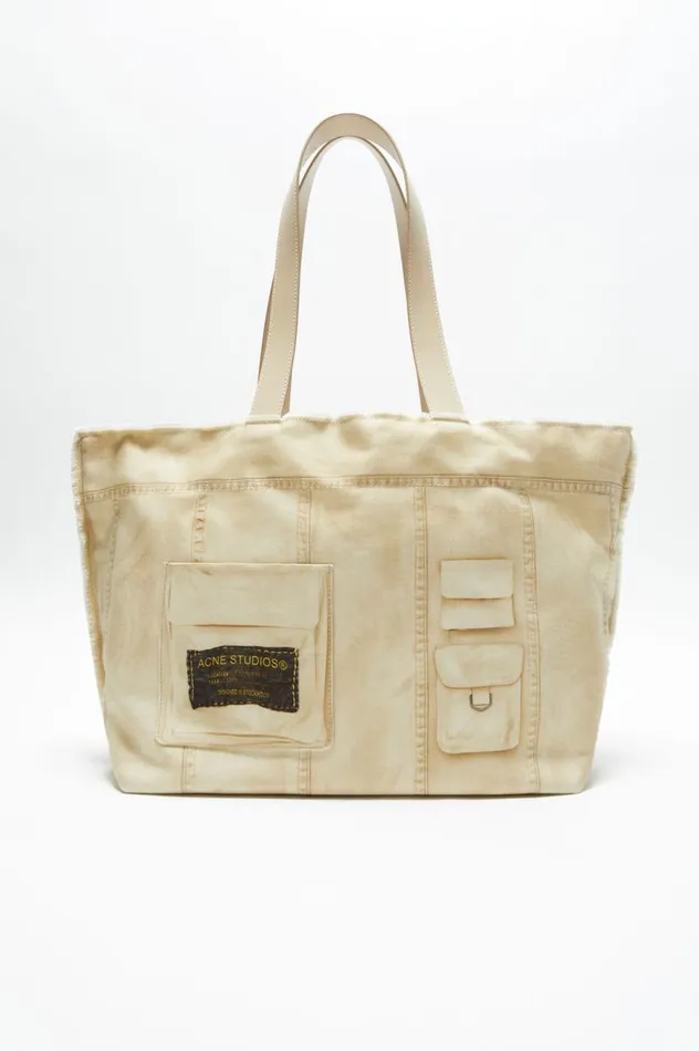 Acne Studios Printed Tote Bag Oat Beige Men Bags
