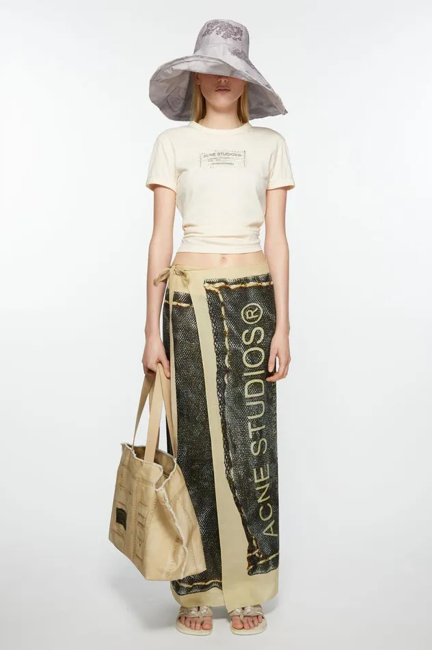 Acne Studios Printed Tote Bag Oat Beige Men Bags