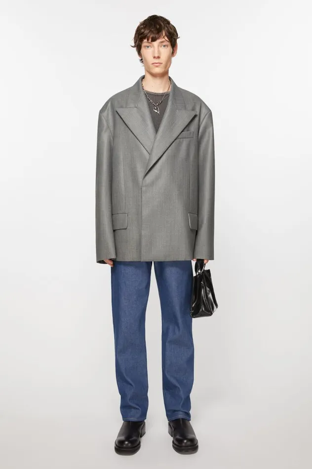 Acne Studios Relaxed Fit Suit Jacket Vintage Grey Melange Men Suit Jackets