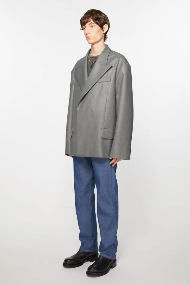 Acne Studios Relaxed Fit Suit Jacket Vintage Grey Melange Men Suit Jackets