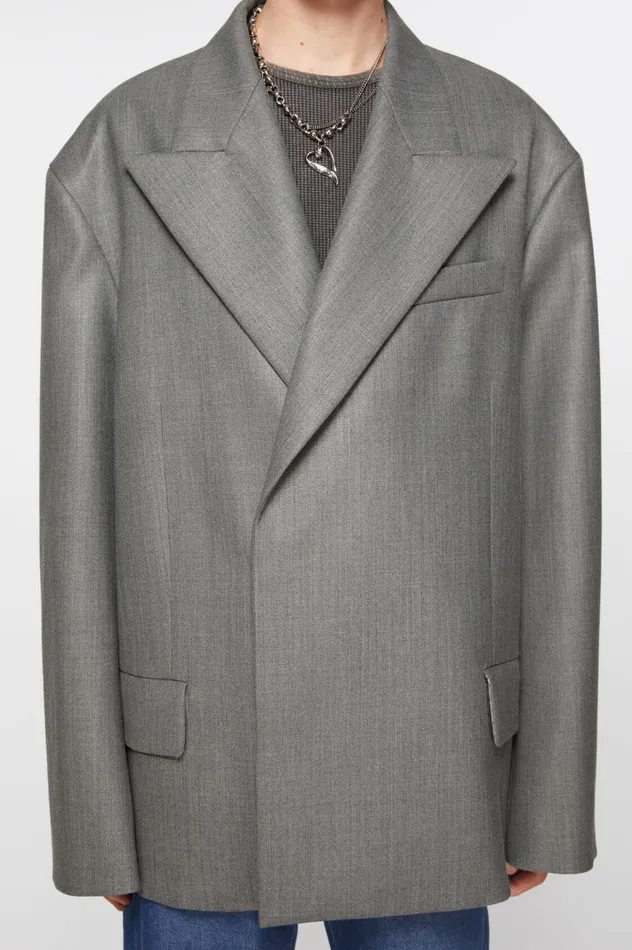 Acne Studios Relaxed Fit Suit Jacket Vintage Grey Melange Men Suit Jackets