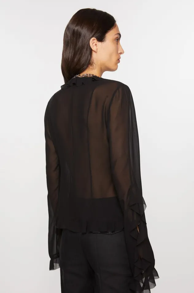 Acne Studios Ruffle Blouse Black Women Shirts and Blouses
