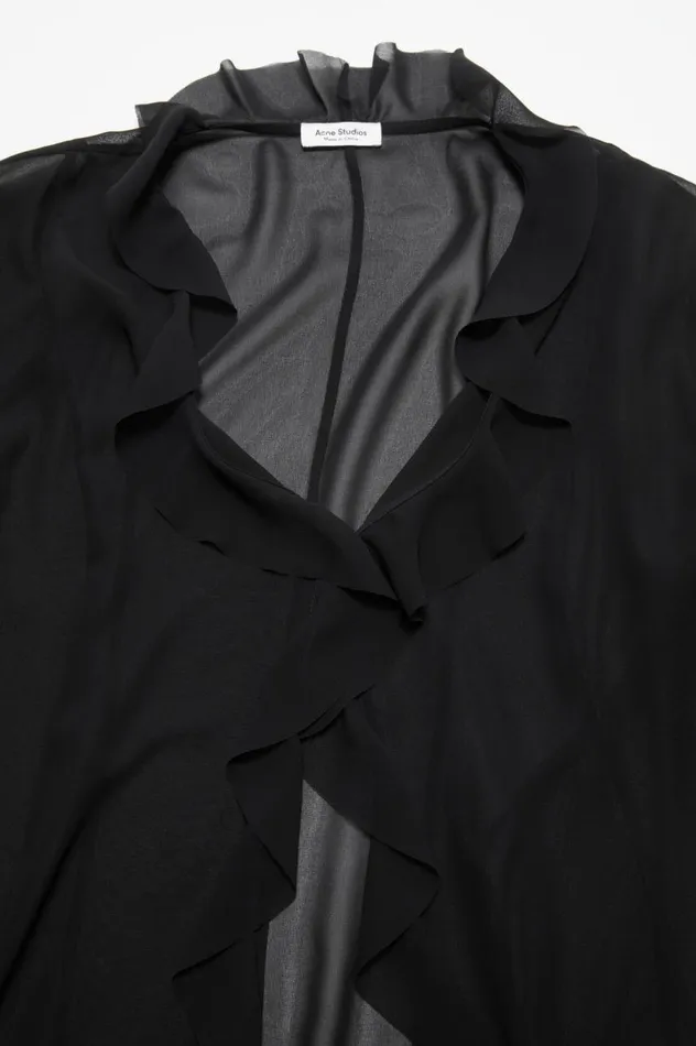Acne Studios Ruffle Blouse Black Women Shirts and Blouses