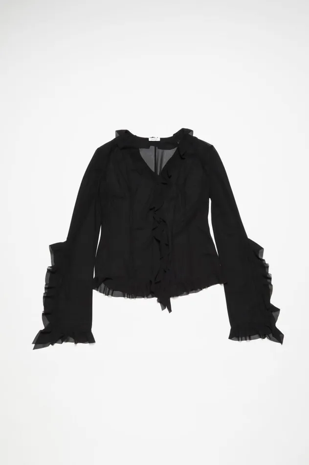Acne Studios Ruffle Blouse Black Women Shirts and Blouses