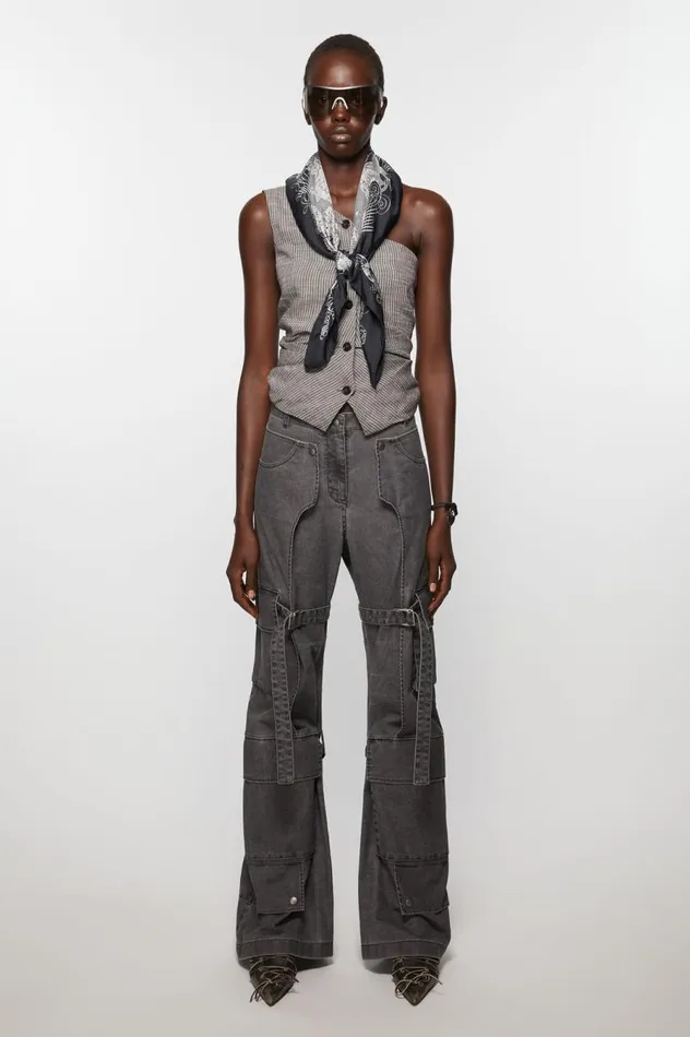 Acne Studios Silk Square Scarf Black Women Scarves