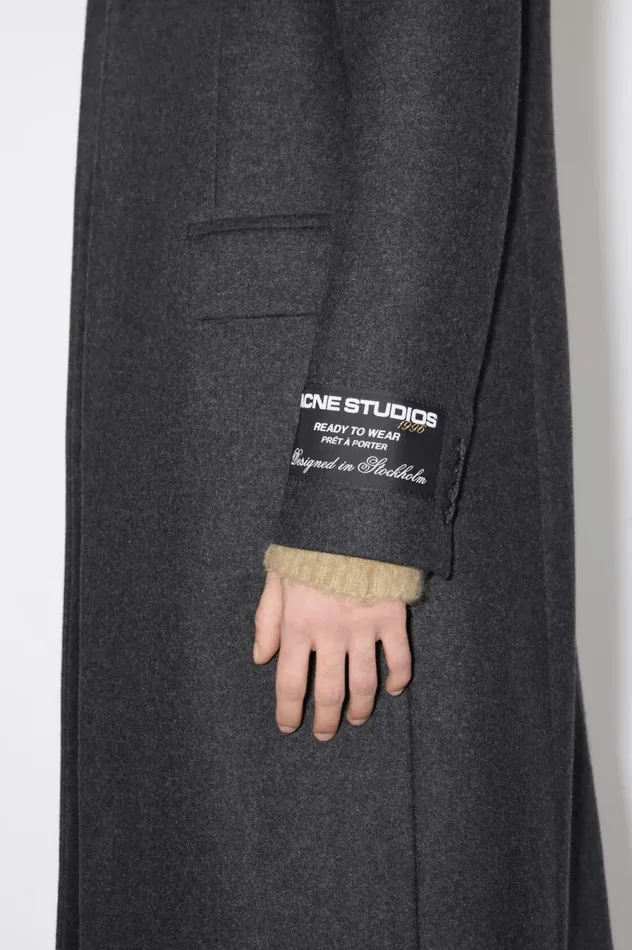 Acne Studios Singlebreasted Wool Blend Coat Dark Grey Melange Men Outerwear