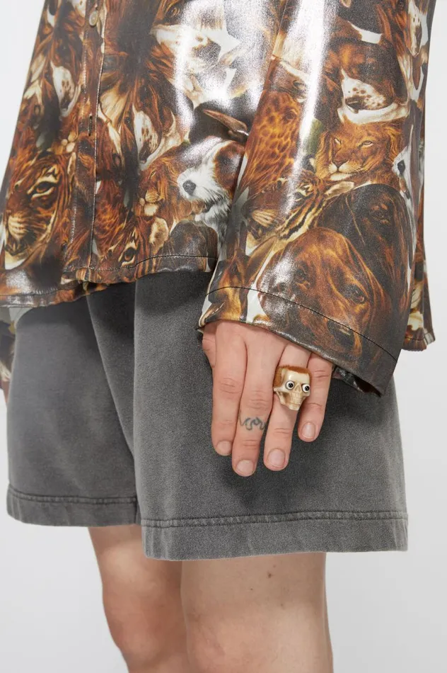 Acne Studios Skull Ring Antique Goldbrown Women Jewellery