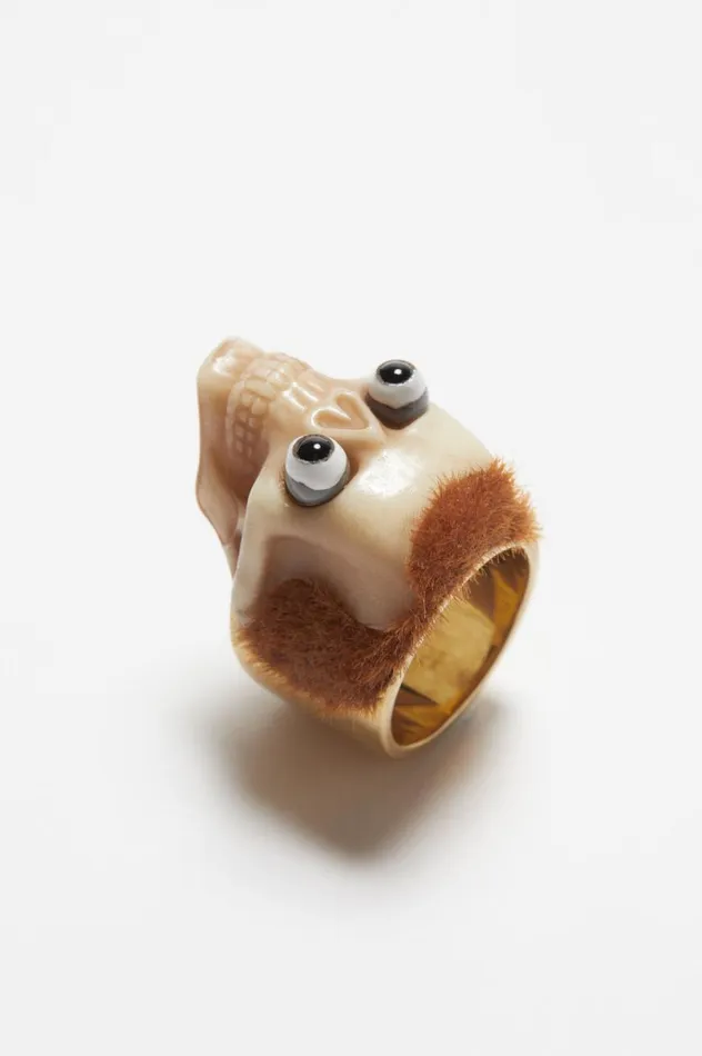 Acne Studios Skull Ring Antique Goldbrown Women Jewellery