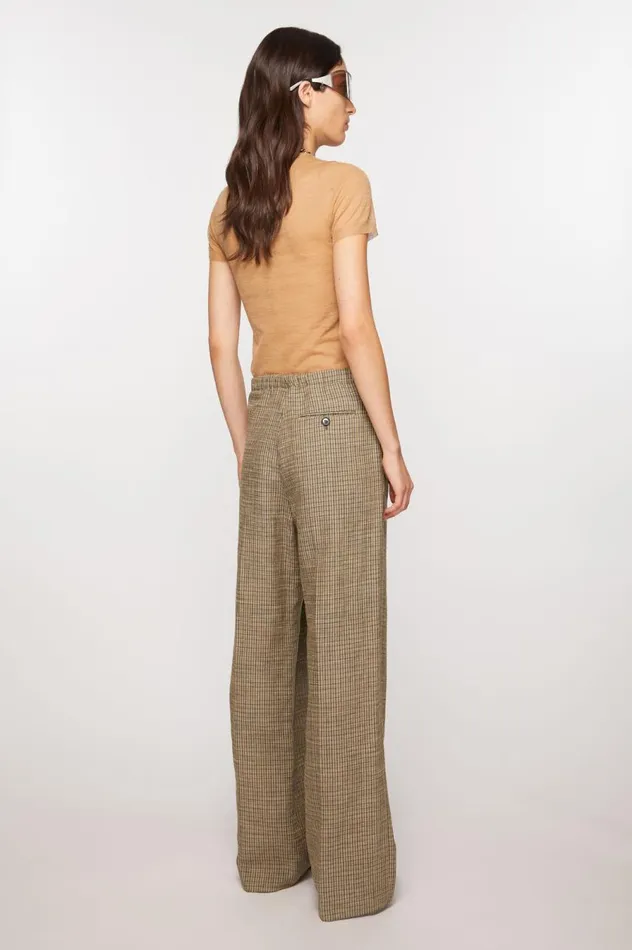 Acne Studios Tailored Linen Blend Trousers Multi Brown Women Trousers