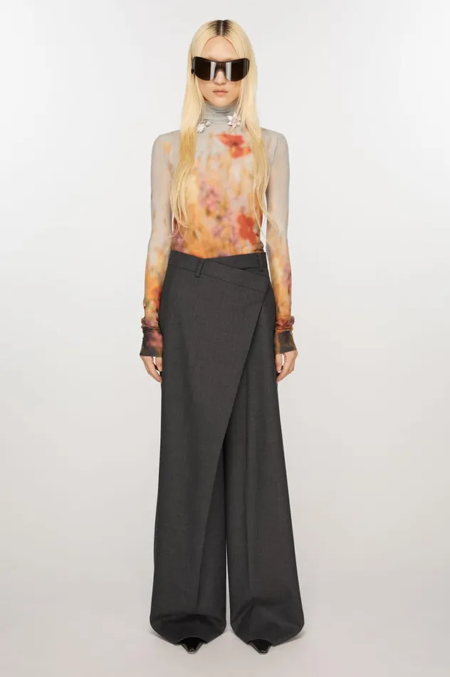 Acne Studios Tailored Wrap Trousers Grey Women Trousers